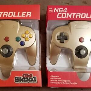 2 N64 Controllers - Gold (NEW) - Nintendo64 - Nintendo - Old Skool